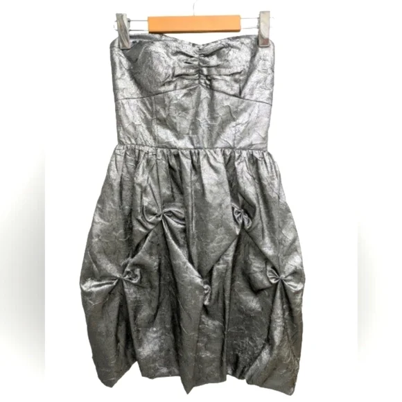 Le Chateau metallic grey silver strapless mini dress size XS - Picture 2 of 14